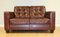 Brown Leather Chesterfield Style Two-Seater Sofa in the style of Knoll, Image 7