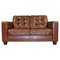 Canapé Deux Places Style Chesterfield en Cuir Marron dans le style Knoll 1