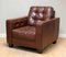 Brown Leather Chesterfield Style Armchair in the style of Knoll, Image 4
