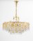 Large Gilt Brass and Crystal Glass Chandelier attributed to Palwa, Germany, 1960s 2