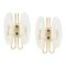 Murano Ice Glass and Brass Sconces attributed to Hillebrand Leuchten, Germany, 1970s, Set of 2 1