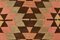 Brown and Salmon Geometric Kilim Rug, 1960s 12