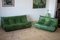 Mid-Century Green Leather Togo Sofa and Armchair by Michel Ducaroy for Ligne Roset, 1970s, Set of 2 1