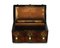 Small Victorian Burr Walnut Keepsake Chest with Engraved Brass Details & Cream Leather Supports, 1890s, Image 3