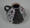 Deutsche Nr. 650-17 Krug Vase aus brauner Keramik mit weißen Streifen & roten Punkten von Jasba, 1950er 2