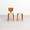 Plywood and Upholstery Chair and Stools attributed to Cor (Cornelius Louis) Alons for Den Boer, Set of 2 3