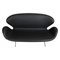 Swan Sofa in Black Leather by Arne Jacobsen for Fritz Hansen, 2000s 4