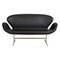 Swan Sofa aus schwarzem Leder von Arne Jacobsen für Fritz Hansen, 2000er 1