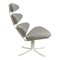Corona Lounge Chair with White Frame in Grey Fabric by Poul M. Volther 2