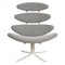 Corona Lounge Chair with White Frame in Grey Fabric by Poul M. Volther 1