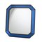 Italienischer Mid-Century Kissen Spiegel mit blauem Glasrahmen 1