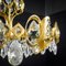 Lámpara de araña Hollywood Regency vintage dorada con cristal de Palwa, Imagen 11