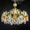 Lámpara de araña Hollywood Regency vintage dorada con cristal de Palwa, Imagen 1