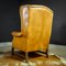 Vintage Tan Leather Wingback Armchair 6