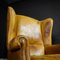Vintage Tan Leather Wingback Armchair 4
