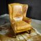 Vintage Tan Leather Wingback Armchair 2