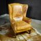Vintage Tan Leather Wingback Armchair, Image 2