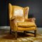 Vintage Tan Leather Wingback Armchair 3