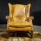 Vintage Tan Leather Wingback Armchair 1