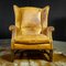 Vintage Tan Leather Wingback Armchair, Image 1