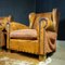 Antique Brown Leather Armchair, 1930s 3