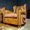 Fauteuil Antique en Cuir Marron, 1930s 3