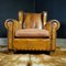 Fauteuil Antique en Cuir Marron, 1930s 5