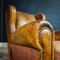 Antique Brown Leather Armchair, 1930s, Image 7