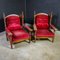 Antique Armchair with Red Upholstery & Oak 2