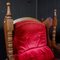 Antiker Armlehnstuhl mit rotem Bezug & Eichenholz 6