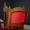 Antiker Armlehnstuhl mit rotem Bezug & Eichenholz 7