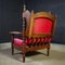 Antique Armchair with Red Upholstery & Oak, Image 5