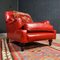 Vintage Armlehnstuhl aus rotem Leder 2