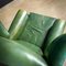 Fauteuil à Oreilles Vintage en Cuir Vert 6