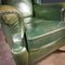 Vintage Green Leather Wingback Armchair 5