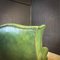 Vintage Green Leather Wingback Armchair 9