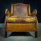 Vintage Leather Wingback Armchair 5