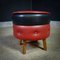 Vintage Red & Black Skai Pouf, 1960s 1