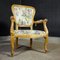 Vintage Baroque Style Armchair with Floral Print 1
