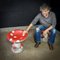 Concrete Mushrooms Painted Chair in Red with White Dots, Image 2
