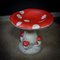 Concrete Mushrooms Painted Chair in Red with White Dots 1