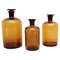 French Amber Glass Pharmacy Bottles, 1930s, Set of 3 1