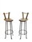 Set of Brutalist Wrought Iron & Oak Bar Stools, 1970s, Image 1