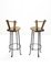 Brutalist Wrought Iron & Oak Bar Stools, 1970s, Set of 2, Image 4