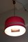 German Scandinavian Style Ceiling Lamp in Teak, Plastic & Red Fabric from Aro-Leuchten, 1970s, Image 9