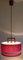 German Scandinavian Style Ceiling Lamp in Teak, Plastic & Red Fabric from Aro-Leuchten, 1970s, Image 7