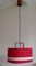 German Scandinavian Style Ceiling Lamp in Teak, Plastic & Red Fabric from Aro-Leuchten, 1970s, Image 1