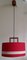German Scandinavian Style Ceiling Lamp in Teak, Plastic & Red Fabric from Aro-Leuchten, 1970s 2