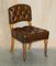 Antique Regency Leather Pollard Oak Chesterfield Dining Chairs, 1820, Set of 6, Image 3