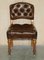 Antique Regency Leather Pollard Oak Chesterfield Dining Chairs, 1820, Set of 6, Image 4